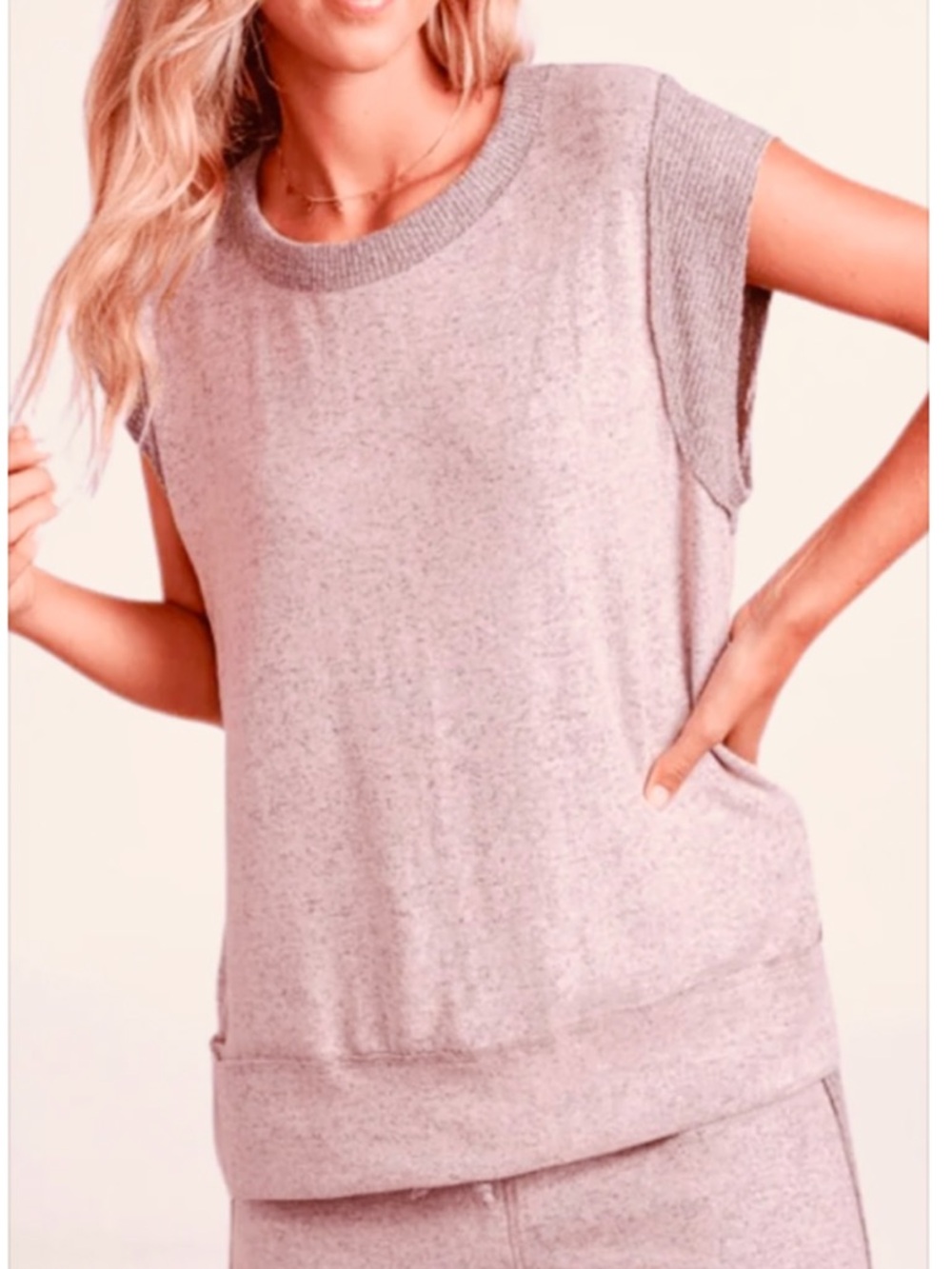 Heather Lilac Free People Brushed Knit Sleeveless Top